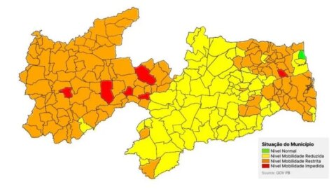 Cidades com bandeira laranja e vermelha na Paraíba terão toque de recolher entre 22h e 5h
