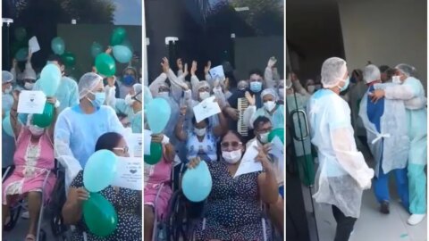 Dez pacientes recebem alta no mesmo dia após se recuperarem da covid-19, no Complexo Hospitalar de Patos