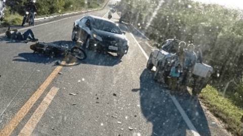 Motociclista fica ferido após acidente na BR 361, em Santa Terezinha