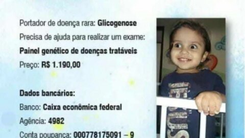 Família da cidade de Catingueira faz campanha para arrecadar dinheiro para custear exames de criança com doença rara