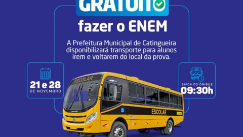 Prefeitura de Catingueira disponibilizará ônibus para os estudantes que participarão do ENEM