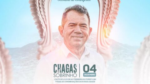 Cantor Chagas Sobrinho participa neste sábado de culto de encerramento da Semana do Evangélico, em Catingueira