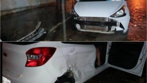 Idoso se envolve acidente e bate em carro, na noite deste domingo (26), em Patos