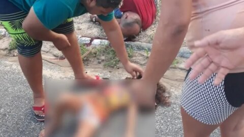Criança é atropelada e arrastada por moto e condutor fica gravemente ferido, na Paraíba
