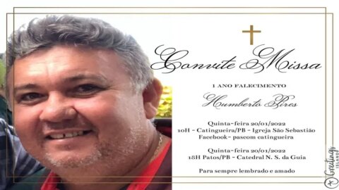Convite missa de um ano por alma de Dr. Humberto Pires