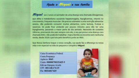 Família realiza campanha para ajudar criança portadora de doença rara, em Catingueira