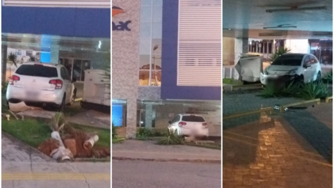 Motorista perde controle do carro e invade Senac na madrugada deste sábado (19), em Patos