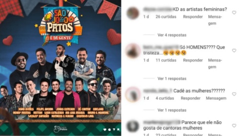 Internautas repercutem ausência feminina entre as atrações principais do São João de Patos 2022