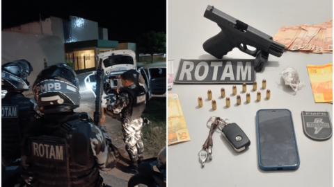Rotam prendem homem de 24 anos portando uma pistola glock 380, na noite desta terça (10), em Patos