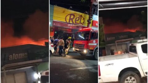 Bombeiros são acionados para controlar princípio de incêndio em estabelecimento comercial no centro de Patos
