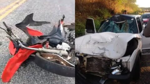 Homem fica gravemente ferido em acidente envolvendo carro e moto, no Vale do Piancó