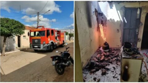 Incêndio provocado por panela de pressão destrói teto de casa e deixa morador ferido, no Vale do Piancó