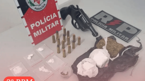 Polícia Militar prende homem por tráfico de drogas e posse ilegal de arma de fogo, em Patos