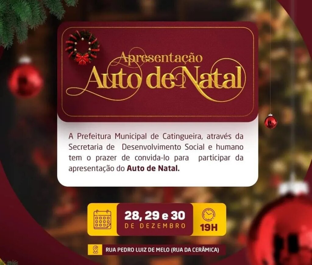 Prefeitura de Catingueira realiza espetáculo Auto de Natal nos dias 28, 29 e 30 de dezembro