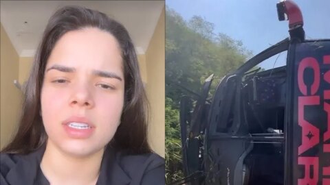 Ônibus da cantora Maria Clara capota com a artista e 17 integrantes da equipe