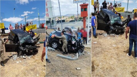 Motorista perde controle de carro e invade murada do Atacadão, em Patos