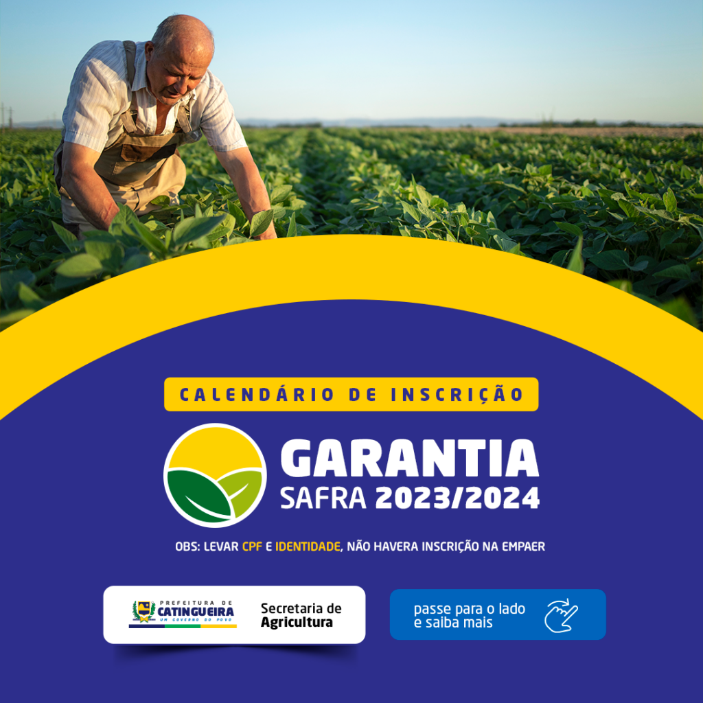 Prefeitura de Catingueira inicia na próxima segunda-feira (02), inscrições para o Programa Garantia Safra; veja o calendário