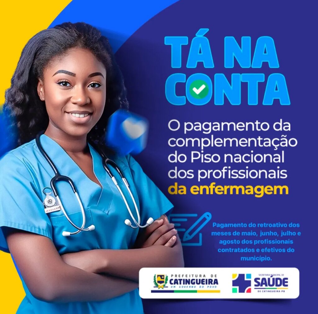 Prefeitura de Catingueira paga complemento do Piso da Enfermagem com retroativo de maio a setembro