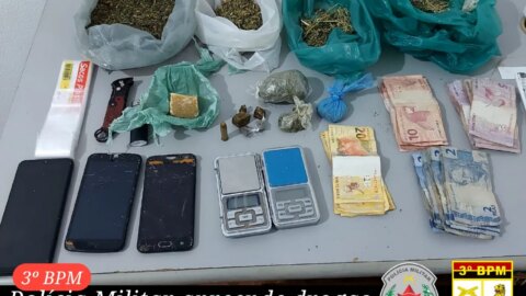 Polícia Militar apreende drogas e aves silvestres, e prende duas pessoas, em Malta