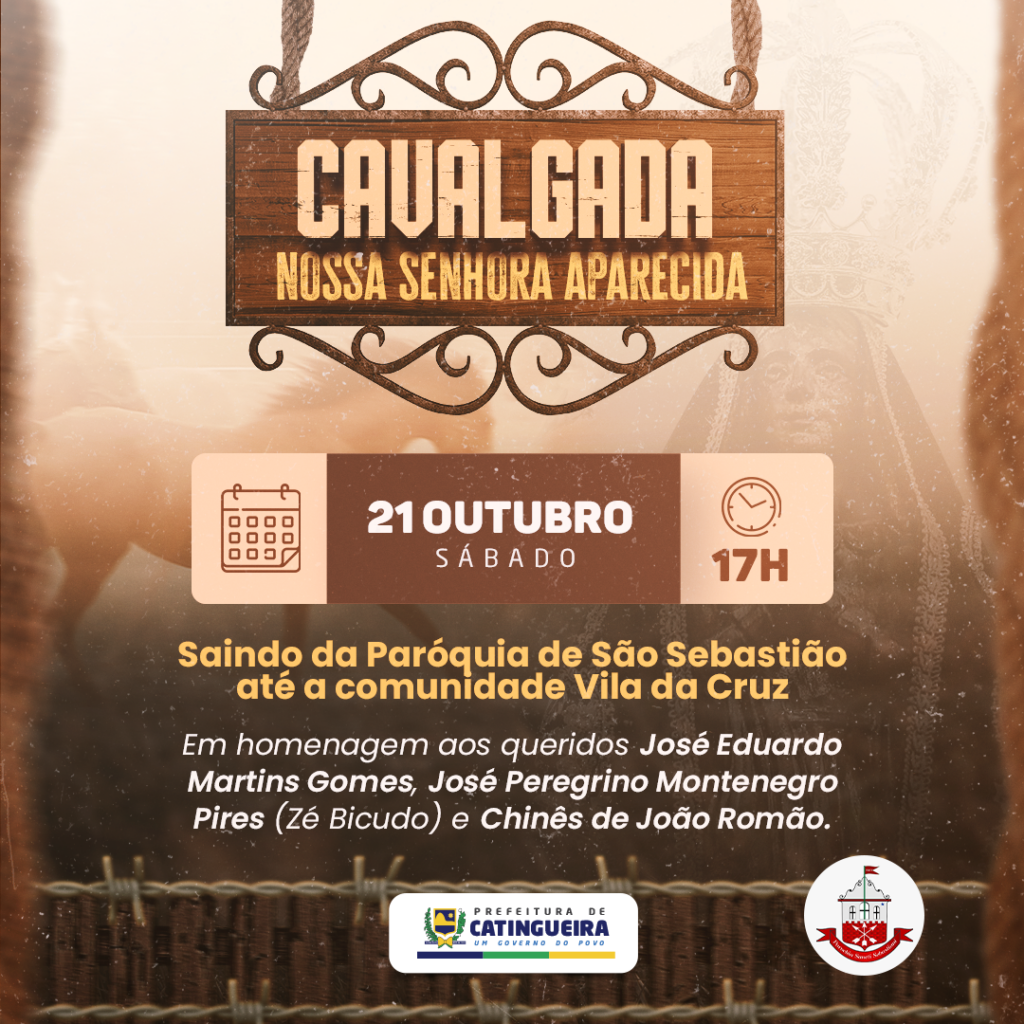 Prefeitura de Catingueira promoverá no próximo sábado (21), mais uma edição da Tradicional Cavalgada de Nossa Senhora Aparecida