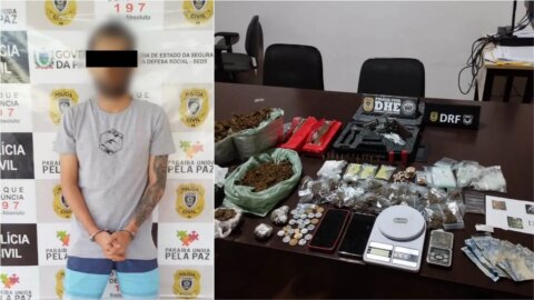 Operação conjunta da DHE e DRF prende suspeito de liderar tráfico e apreende entorpecentes e arma, em Patos