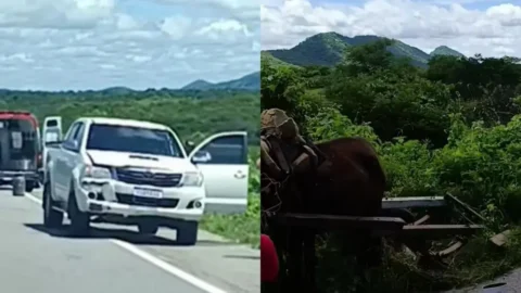 Homem fica gravemente ferido em colisão envolvendo carro e carroça em Patos