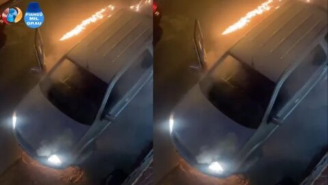 Carro pega fogo no centro de Piancó