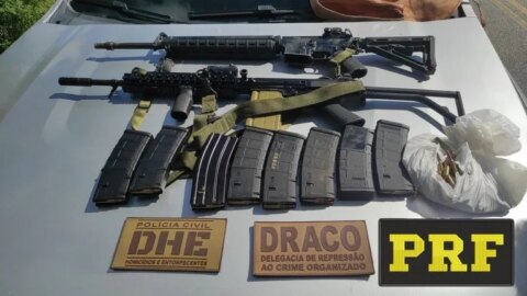 Polícia frustra assalto a carro-forte em Malta, prende dupla e apreende fuzis após troca de tiros; dois bandidos estão foragidos
