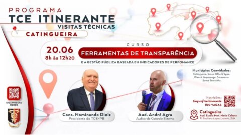 TCE Itinerante visita a cidade de Catingueira na próxima quinta-feira (20), para ministrar capacitação sobre ferramentas de transparência