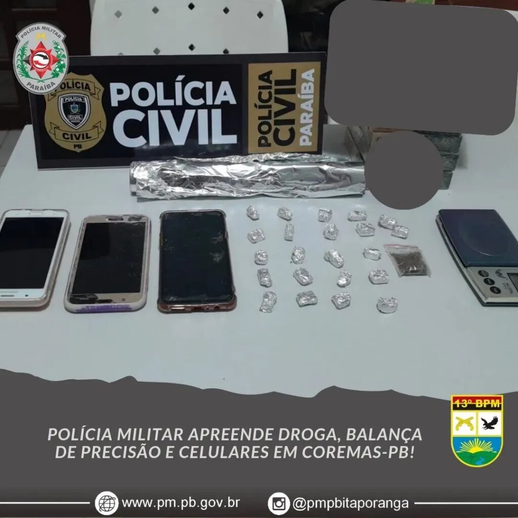 Polícia cumpre mandado de prisão e apreende drogas em Coremas