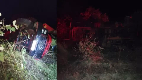 Homem fica ferido após perder controle de caminhão e capotar veículo na BR-361, próximo a Catingueira