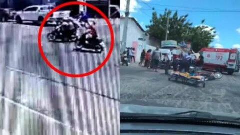 Colisão envolvendo duas motos deixa feridos no centro de Patos