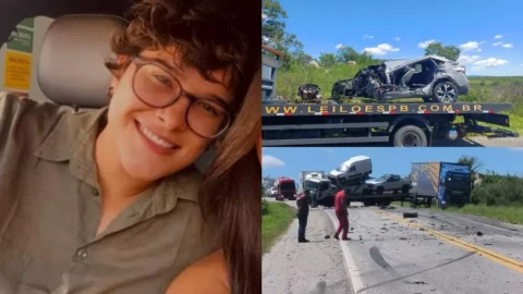 Colisão frontal entre caminhão cegonha e carro deixa jovem empresária patoense morta na BR-230, em Condado