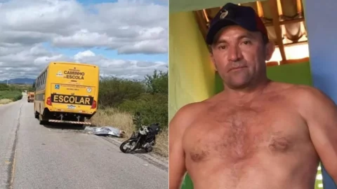 Grave acidente envolvendo moto e ônibus escolar deixa motociclista morto na PB-228, entre Quixaba e Cacimba de Areia