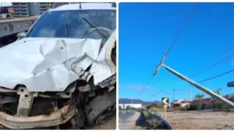 Carro colide com poste em rodovia de Itaporanga