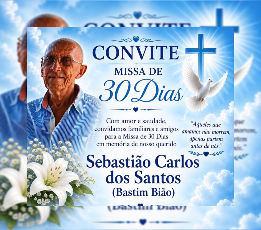 Missa de 30 dias em memória de Sebastião Carlos dos Santos (Bastim Bião) será celebrada neste domingo (16), em Catingueira