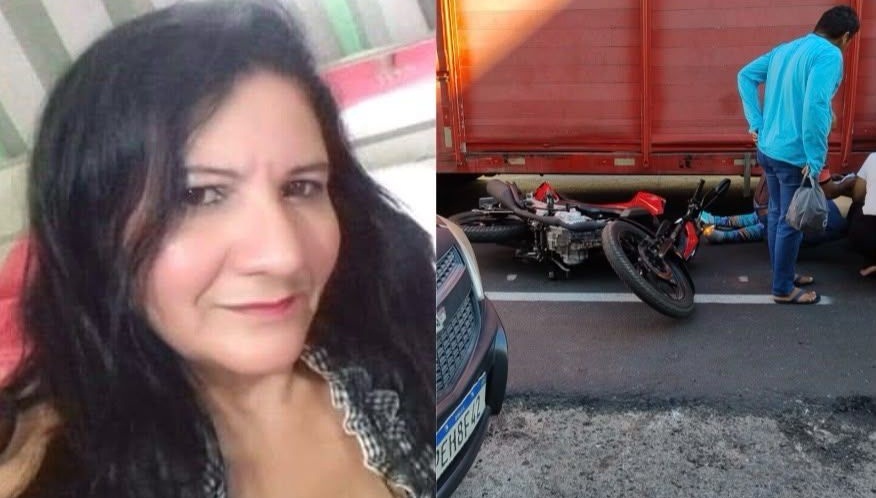 Mulher morre ao cair de moto e ser atropelada por caminhão, em Patos